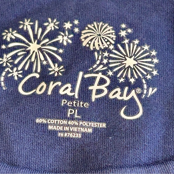Coral Bay Sz PL Navy Blue USA Jeweled T Shirt NWT - Picture 4 of 4